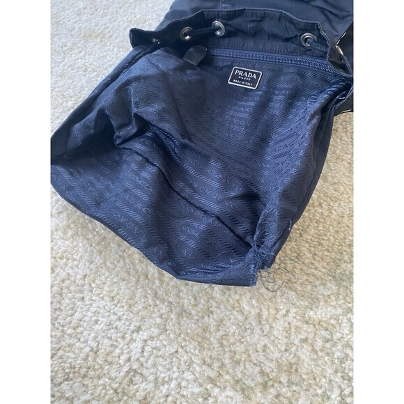 Authentic PRADA TESSUTO SILVER CHAIN / Leather Nylon Backpack - Black Silver - Picture 9 of 16